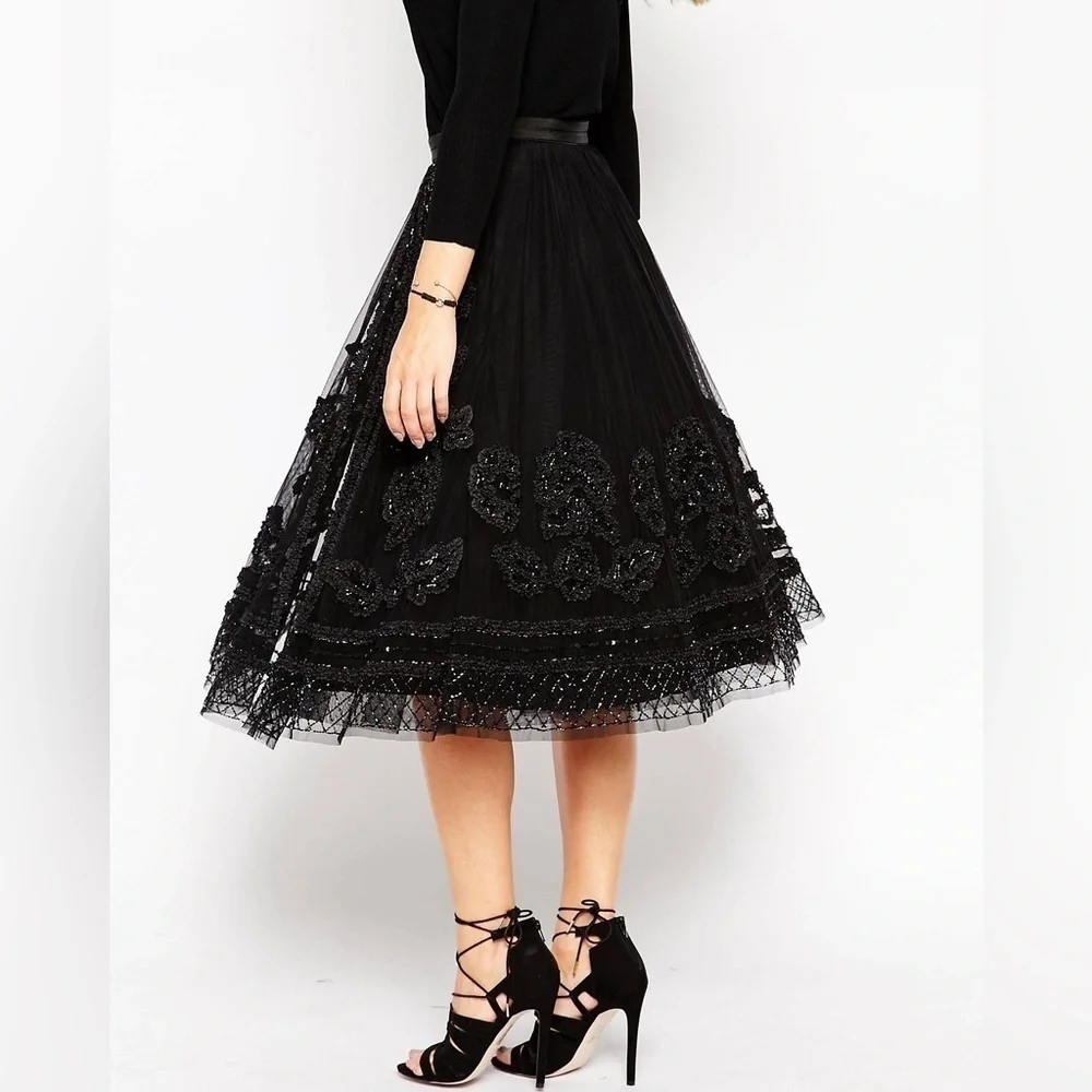 - Needle & Thread Embellished Tulle Lace Midi Skirt. - Picture 2 of 12